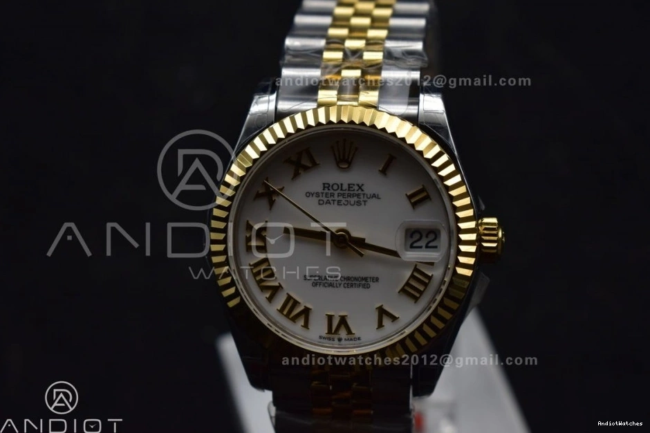 Ladies White YG Bracelet President 31 550 Dial 278271 Steel DateJust Markers Roman Lightweight GSF 316L on 1008